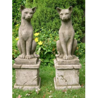 Sitting Left & Right Cats on Plinths