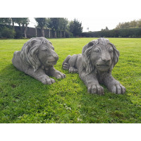 Pair of Large Laying Lions