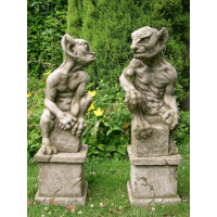 Pair of Gargoyles on Plinths
