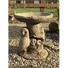 Owl Family Birdbath